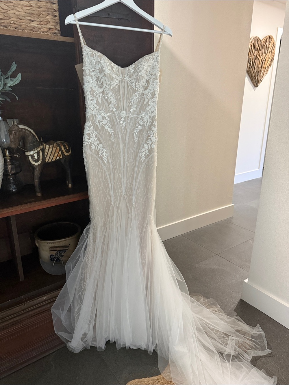 Elegant Lace Mermaid Wedding Dress - Ivory/Champagne.